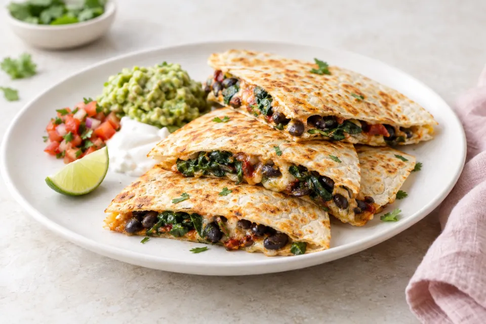 Spinach, Black Bean, and Chipotle Quesadillas