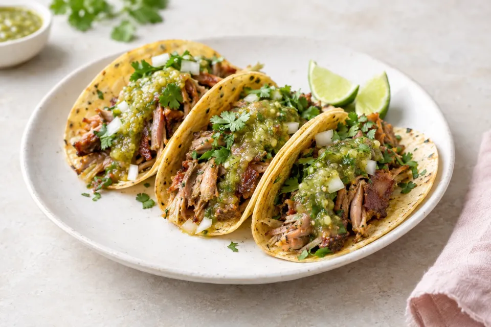 No-Waste Tacos De Carnitas with Salsa Verde