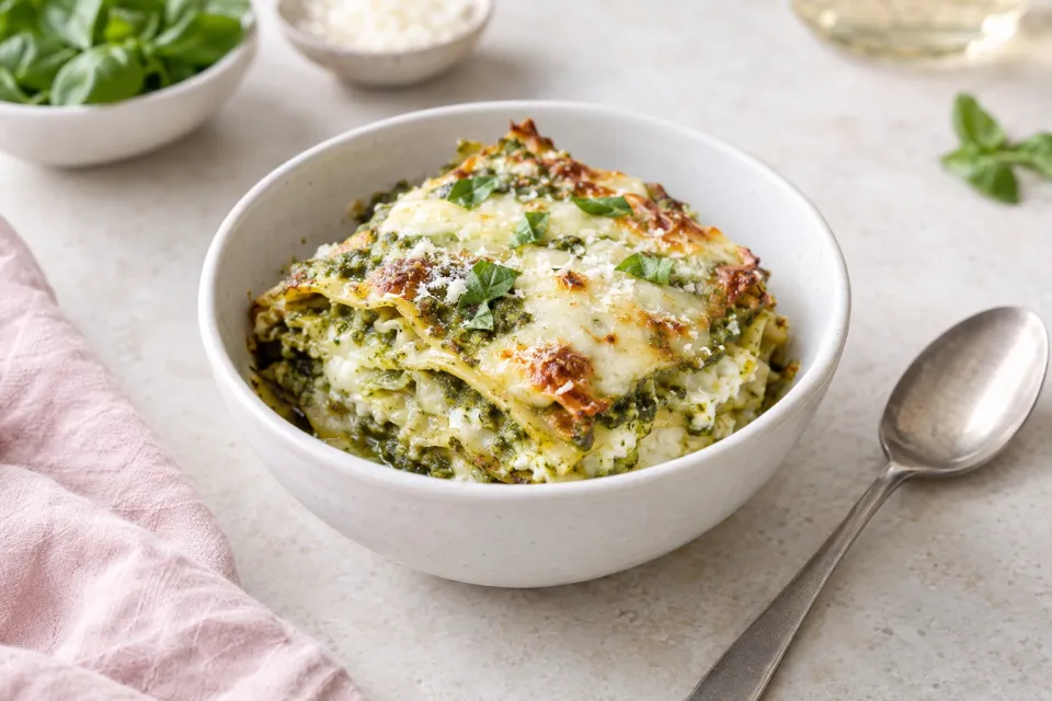 Three-Cheese Pesto Lasagna