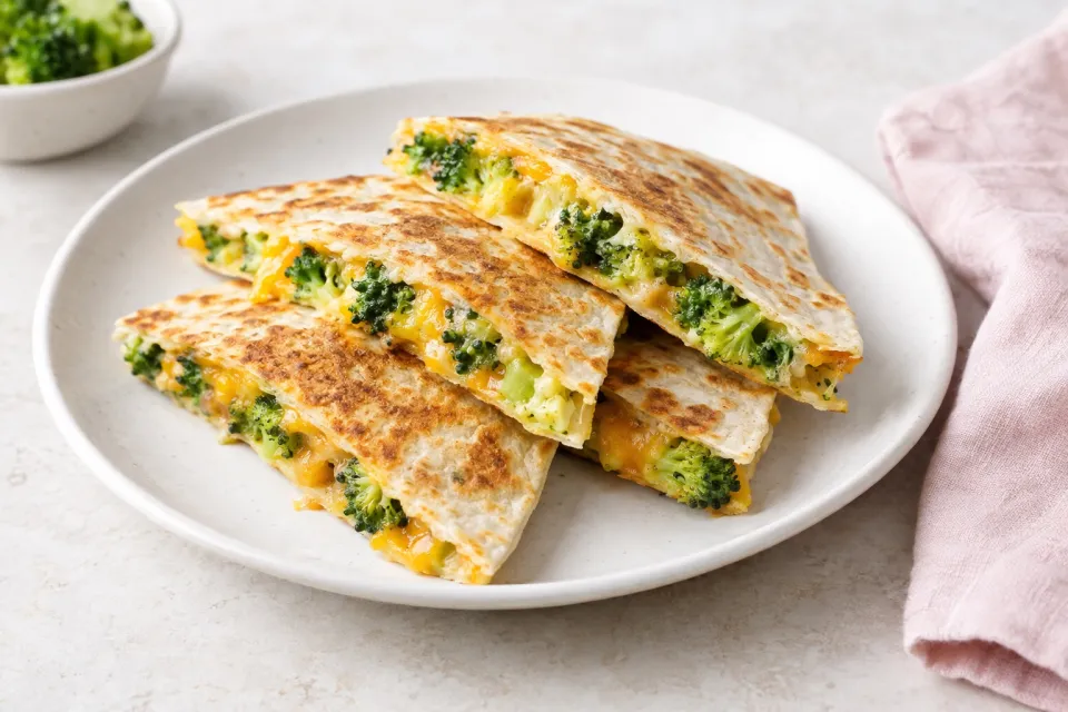Broccoli and Cheddar Quesadillas