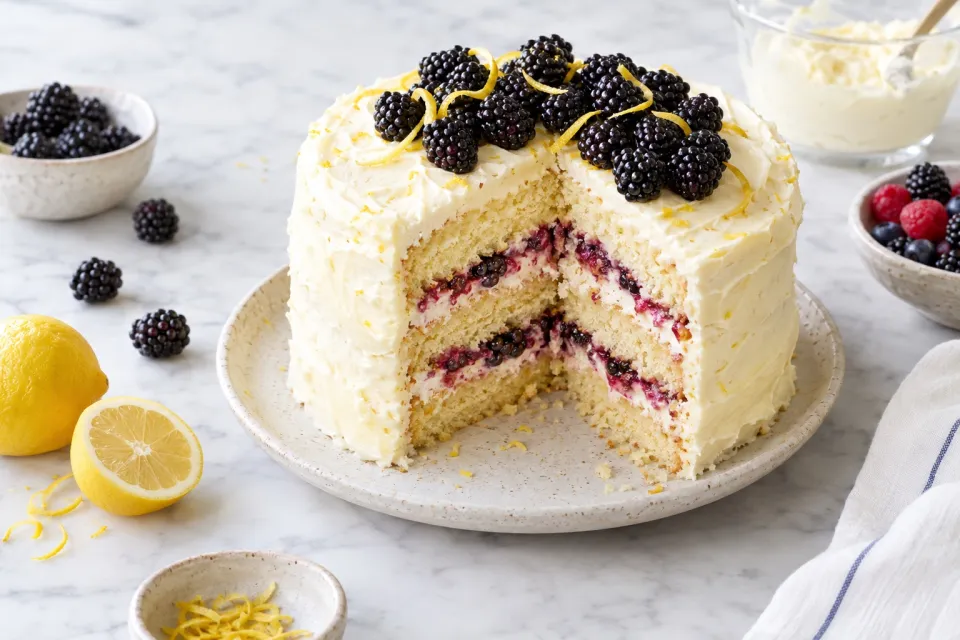 Lemon Layer Cake with Summer Berries