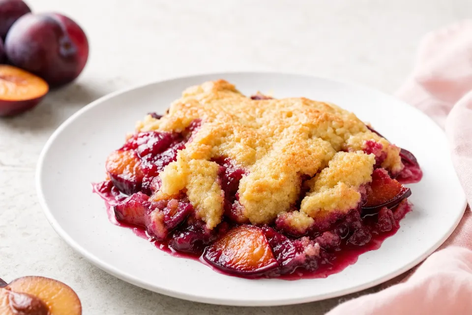 Easy Gluten-Free Plum Cobbler