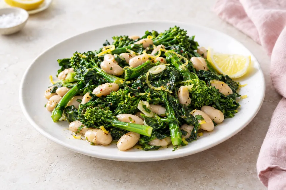 Lemony Broccoli Rabe with White Beans