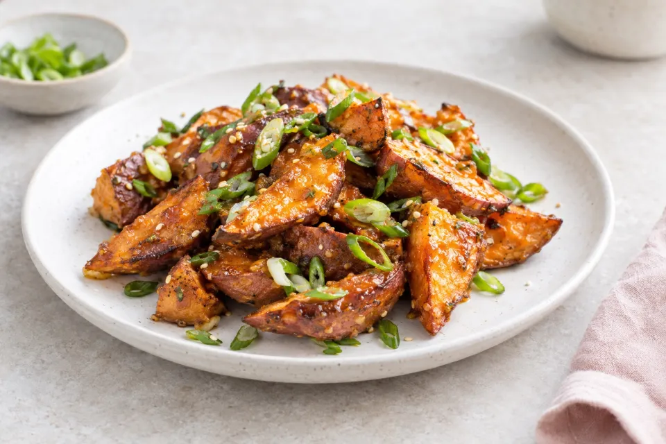 Miso-Scallion Roasted Sweet Potatoes