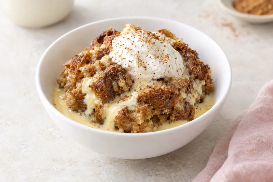 Leftover Eggnog Gingerbread Pudding