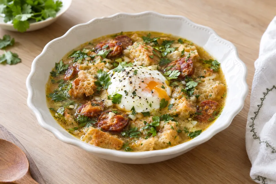 Portuguese Garlic and Cilantro Bread Soup