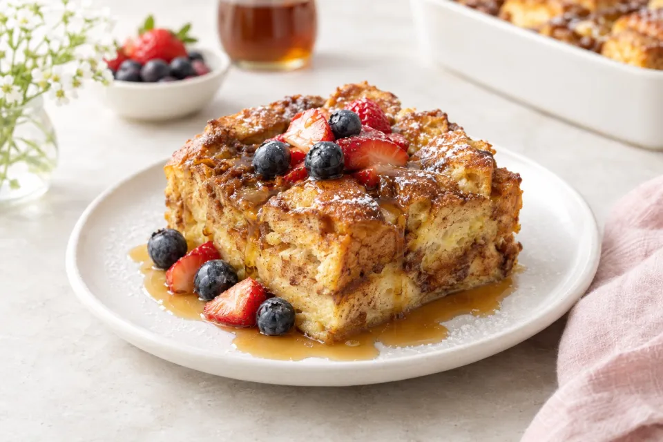 Make Ahead Maple Baked French Toast