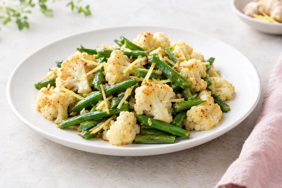 Cauliflower with Green Beans and Ginger