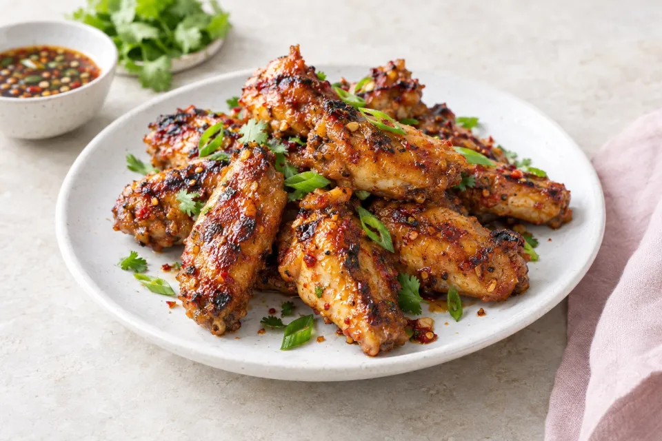 Grilled Spicy Chicken Wings with Soy and Fish Sauce