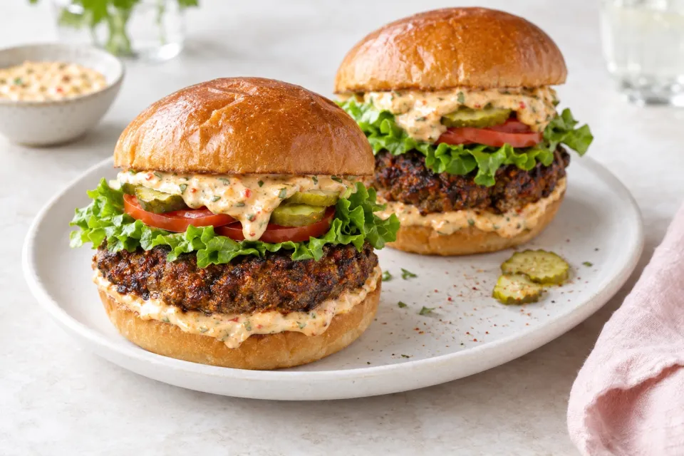Cajun Burgers with Spicy Rémoulade