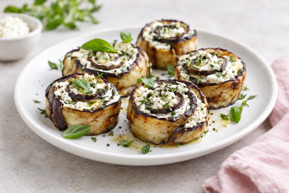 Eggplant and Goat Cheese Spirals