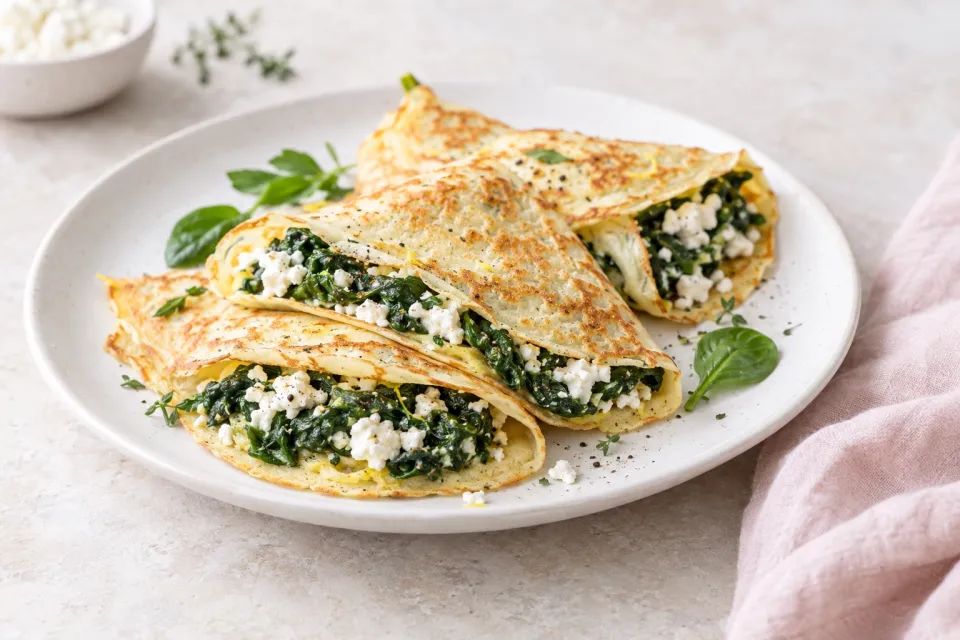 French Crepes with Spinach and Feta