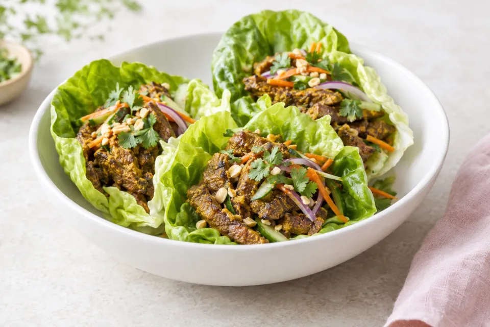 Curry-Scented Grilled Beef Lettuce Wraps