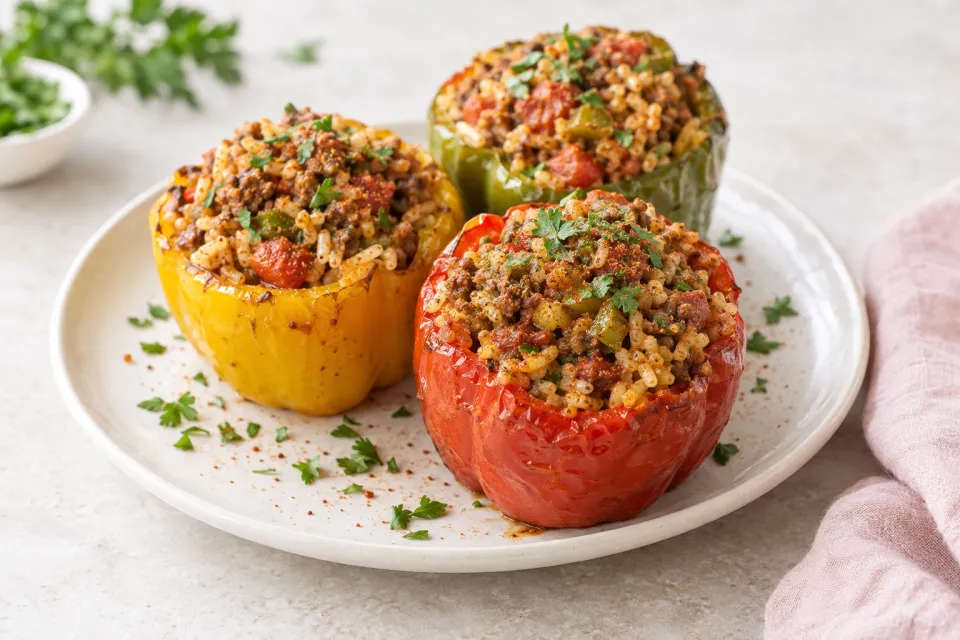 Pressure Cooker Cajun-Spiced Stuffed Peppers