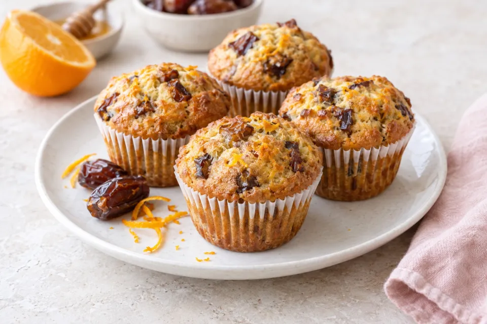 Orange Honey Muffins with Dates