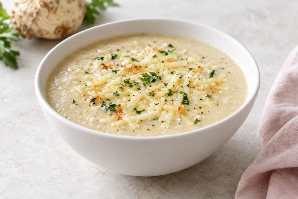 Thick Celeriac Soup with Gruyère