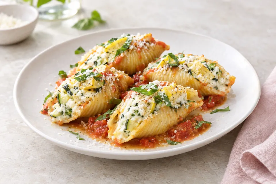 Stuffed Shells with Summer Squash and Ricotta