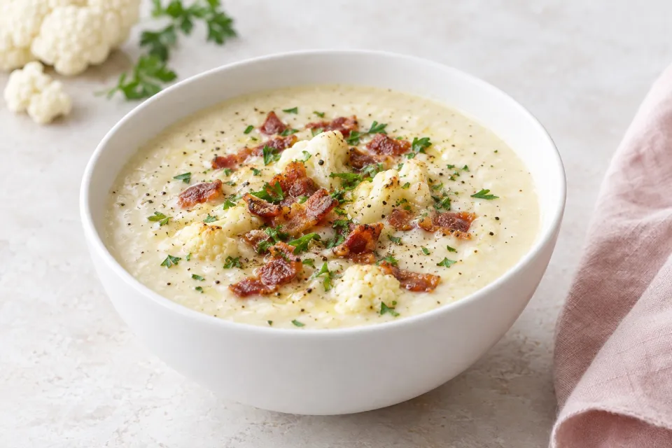 Creamy Cauliflower and Bacon Soup