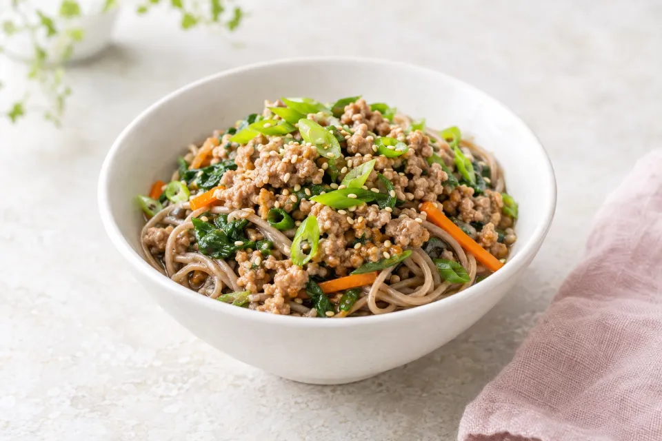 Minced Pork with Soba Noodles