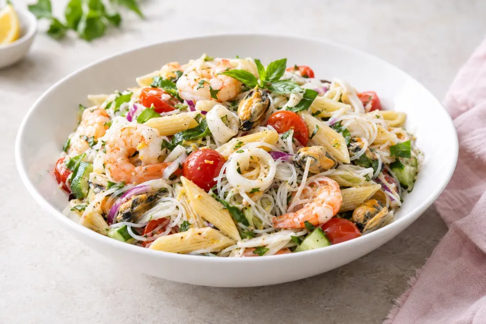 Italian Seafood-Salad Pasta Salad with Vietnamese Noodles