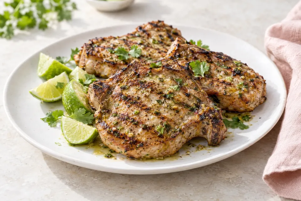 Grilled Pork Chops Marinated in Mojo