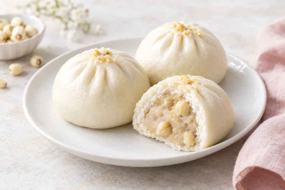 Light and Tender Chinese Lotus Seed Buns