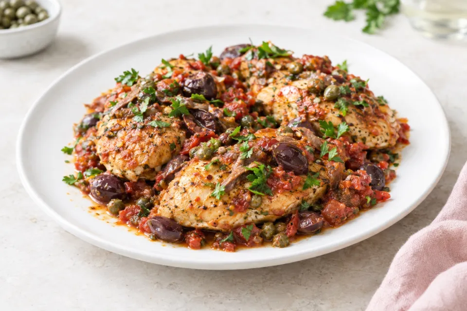 Skillet Chicken Puttanesca