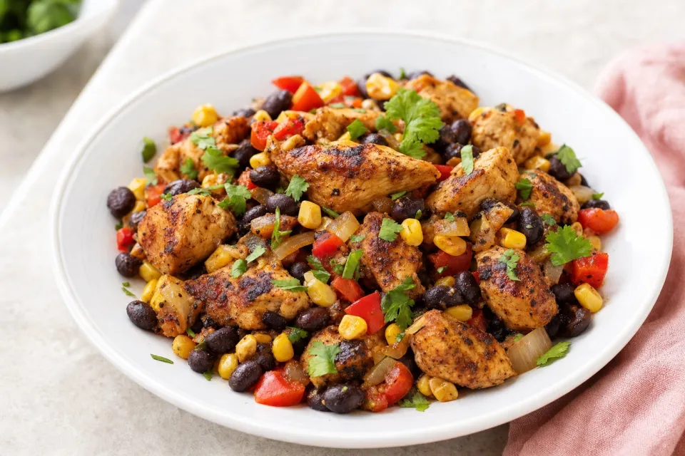 Southwest Skillet Chicken with Beans and Corn