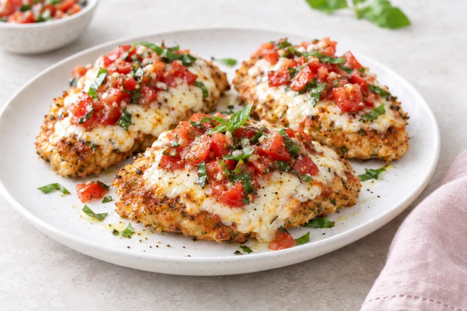 Cheesy Bruschetta Chicken Cutlets