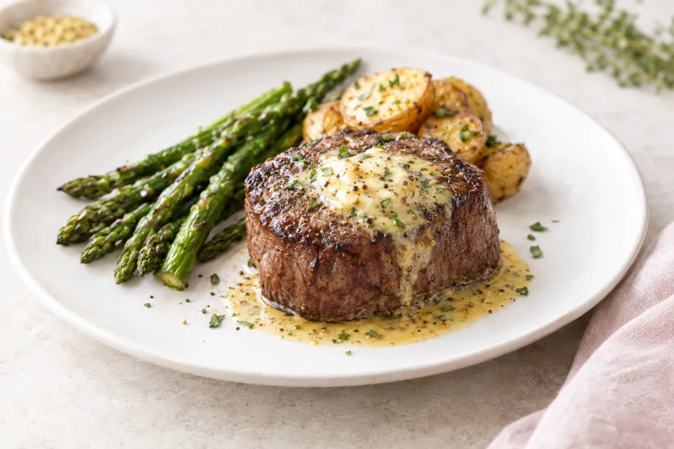 Filet Mignon with Mustard Butter
