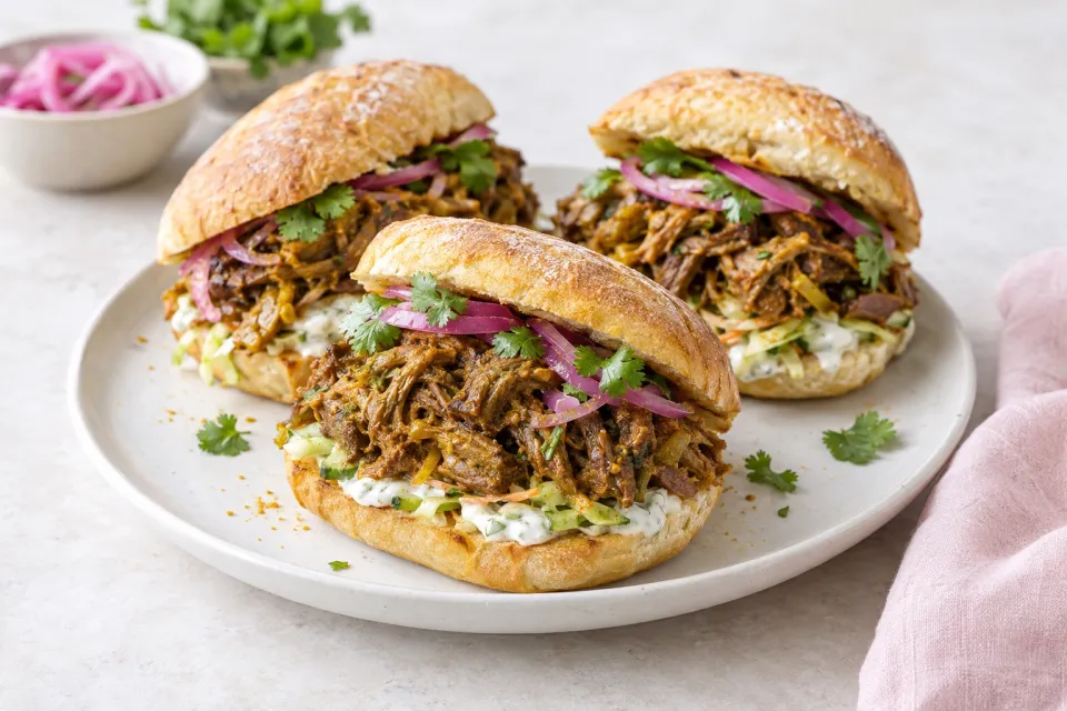 Indian-Spiced Oven-Cooked Pulled Lamb Sandwiches