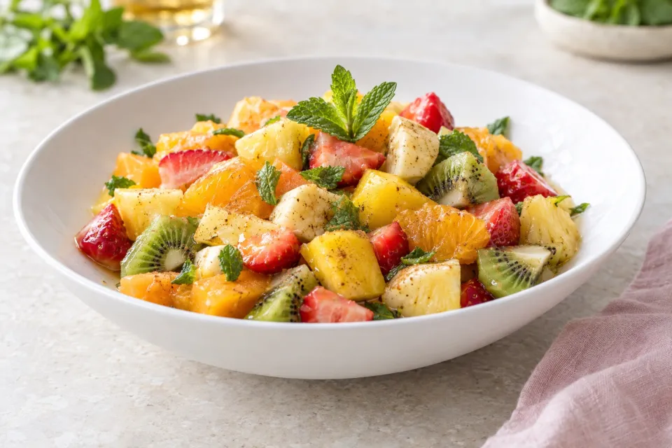 Fruit Salad with Spiced Rum and Mint