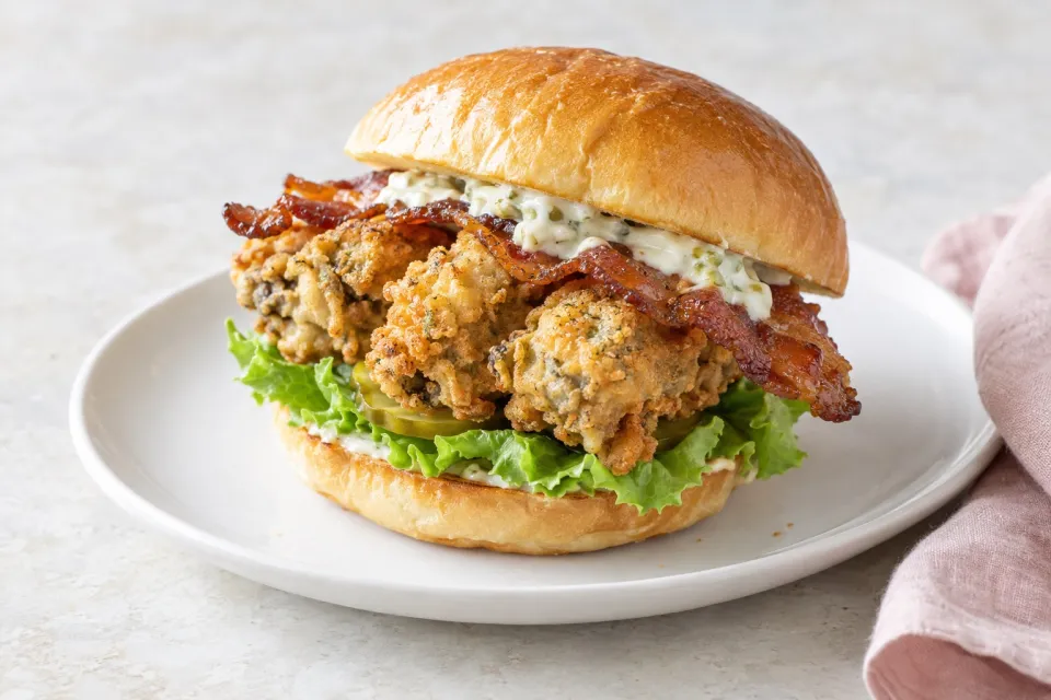 Fried Oyster and Bacon Sandwich