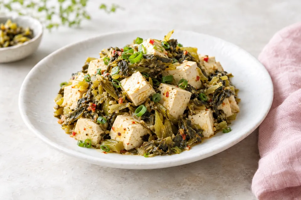 Tofu with Dried and Pickled Greens