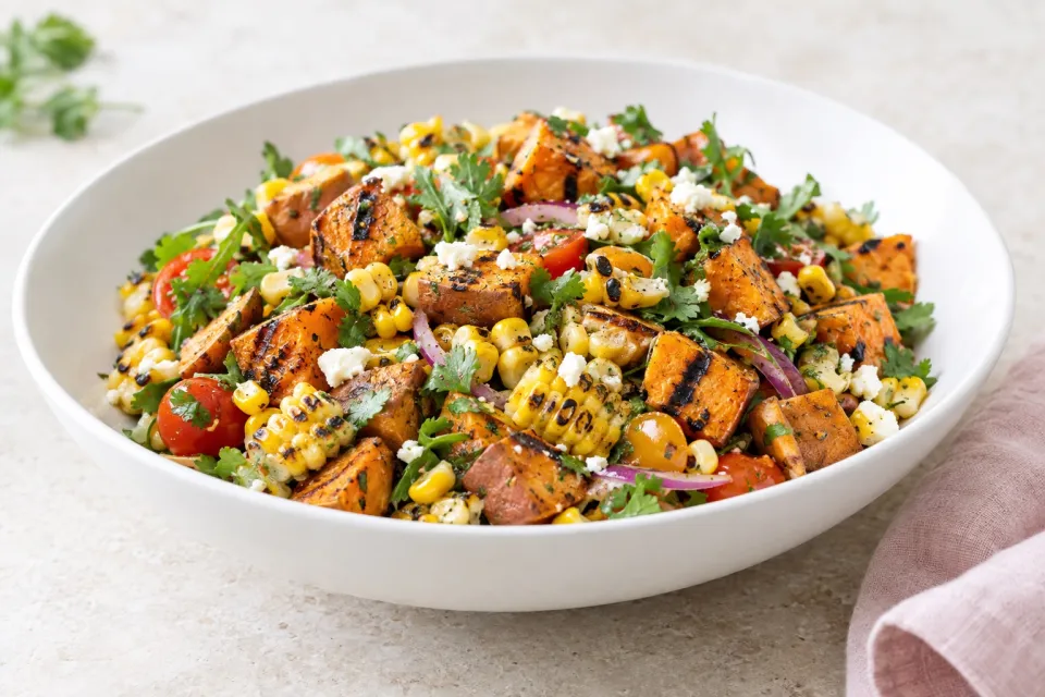 Grilled Sweet Potato and Corn Salad