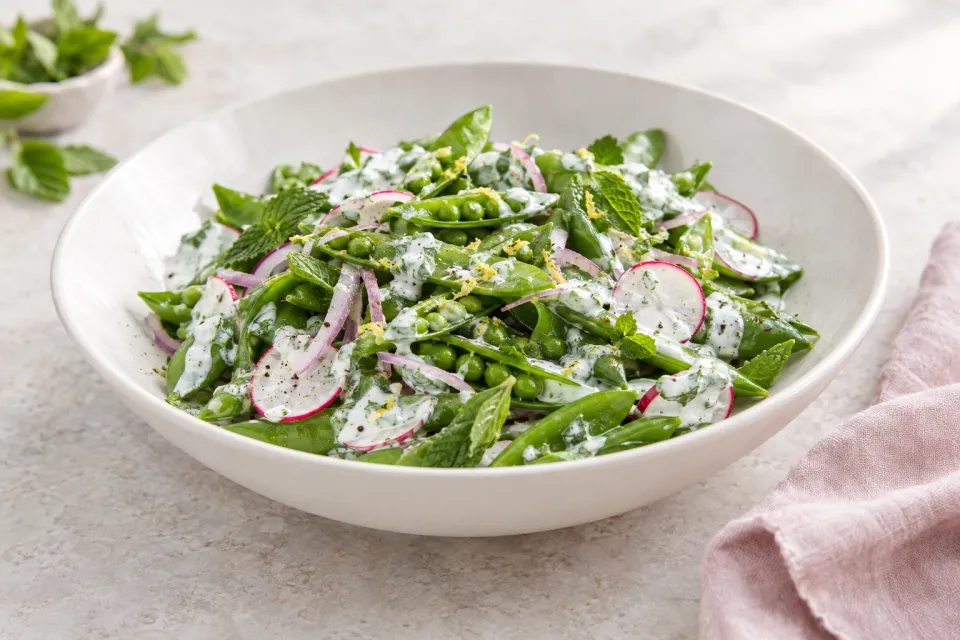 Snap Pea Salad with Creamy Yogurt-Mint Dressing