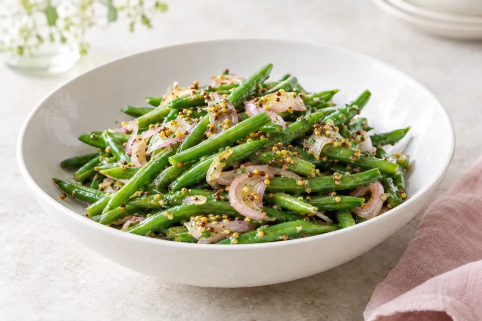 Warm Green Bean Salad with Shallots and Mustard