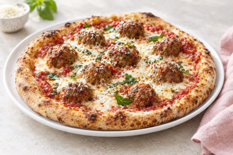 The Best Meatball Pizza