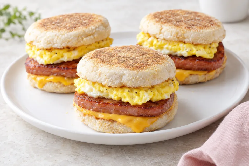 Spam and Egg Breakfast Sandwiches