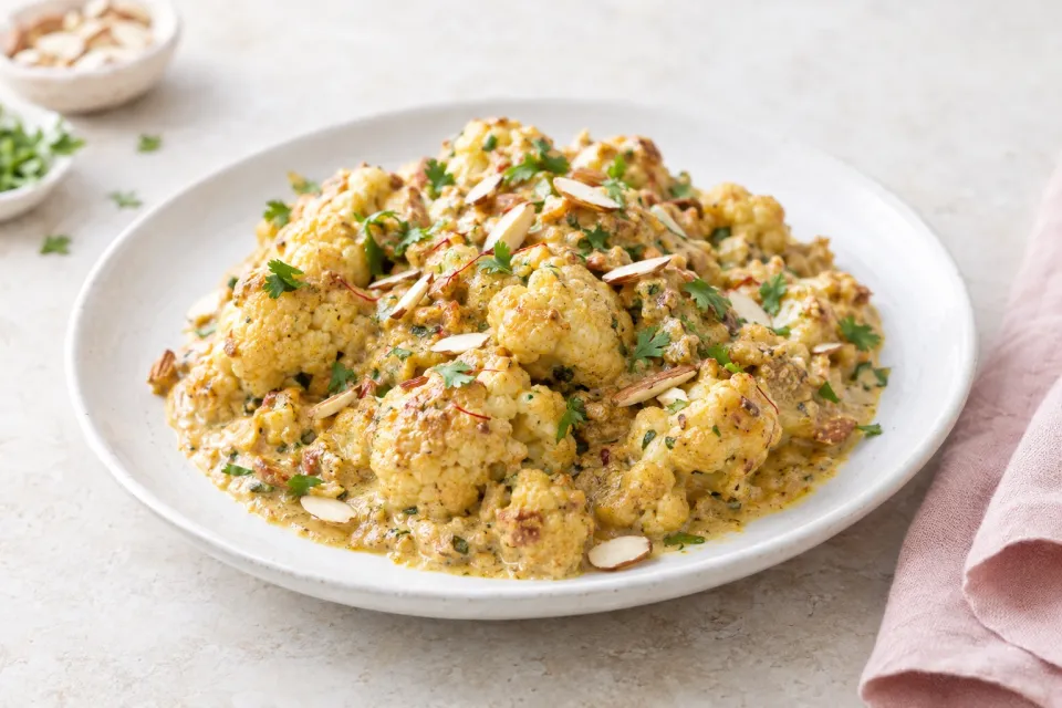 Creamy Almond Mughlai Cauliflower