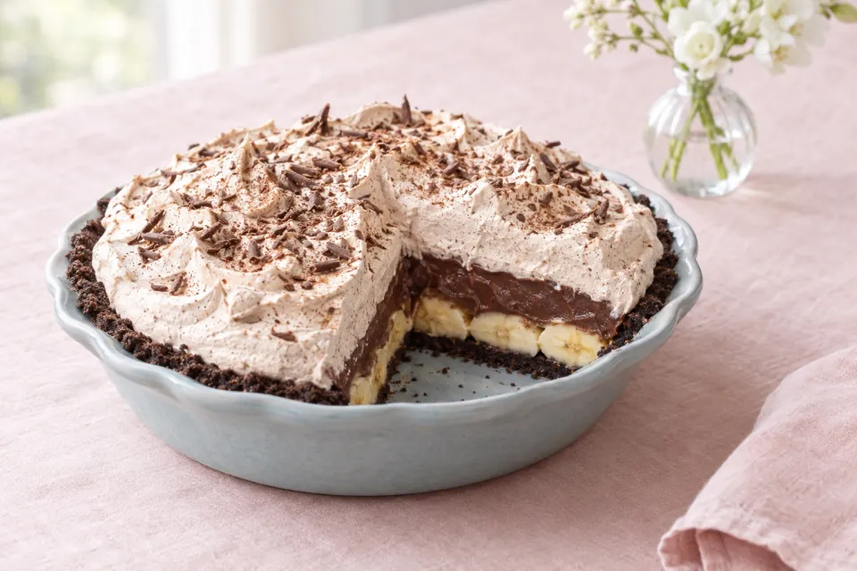 Chocolate Malt Banana Cream Pie