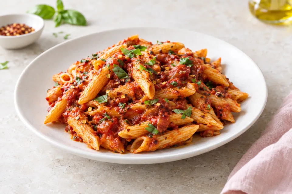 Penne with Hot-As-You-Dare Arrabbiata Sauce
