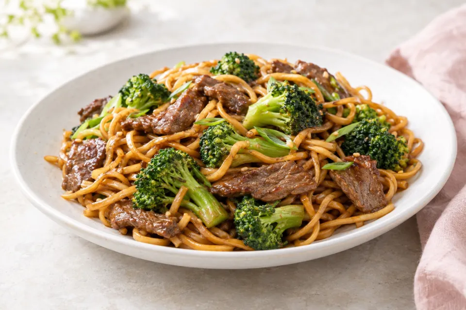Stir-Fried Lo Mein with Beef and Broccoli