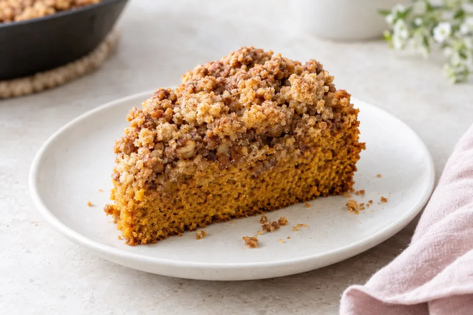 Pumpkin Skillet Coffee Cake with Streusel Topping