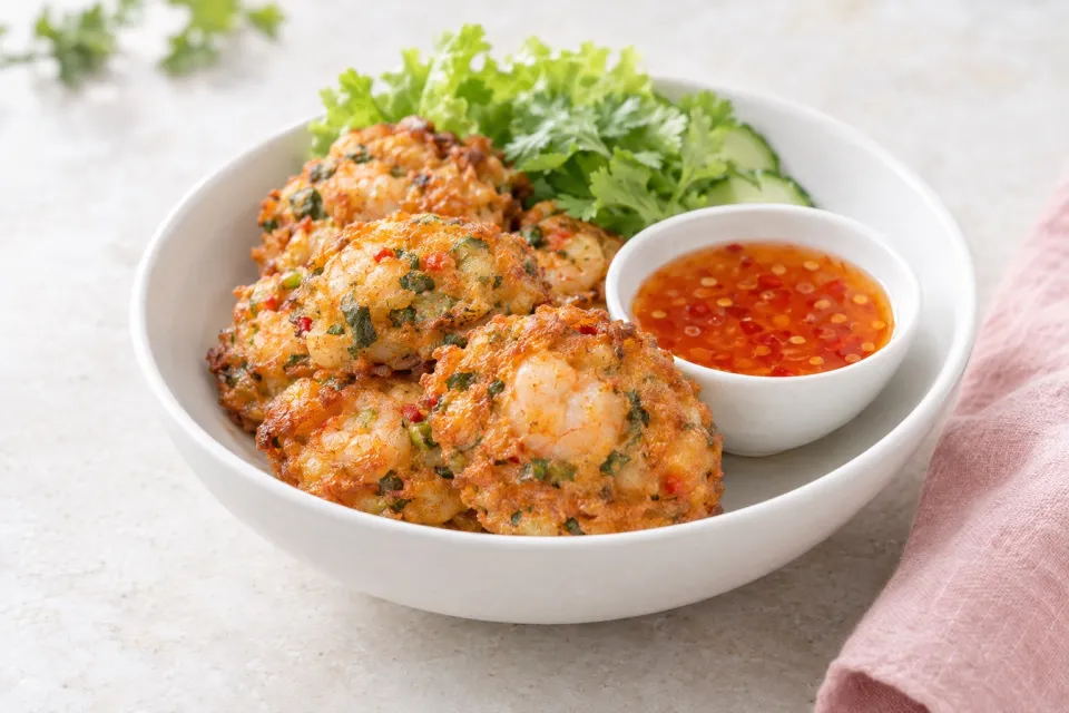 Thai-Style Shrimp Cakes with Sweet Chili Dipping Sauce