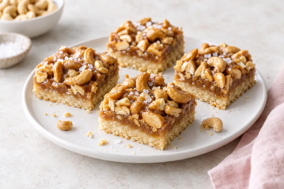 Salted Cashew Caramel Bars