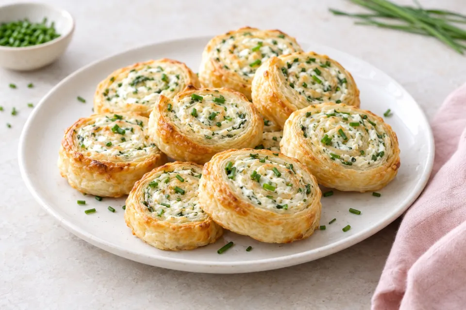 Cream Cheese and Chive Pastry Pinwheels