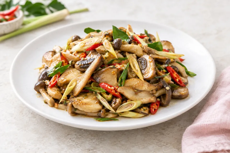 Stir-Fried Mushrooms with Lemongrass and Chilies
