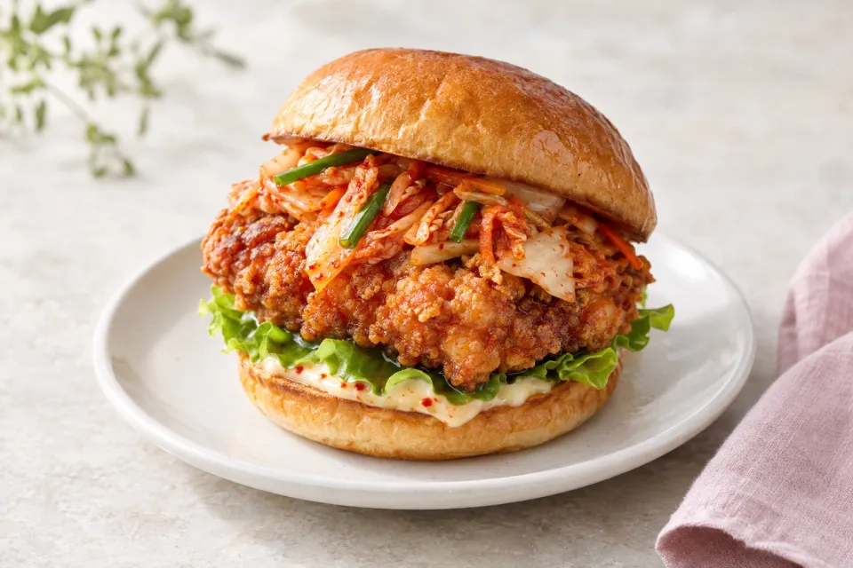 Kimchi-Brined Fried Chicken Sandwich