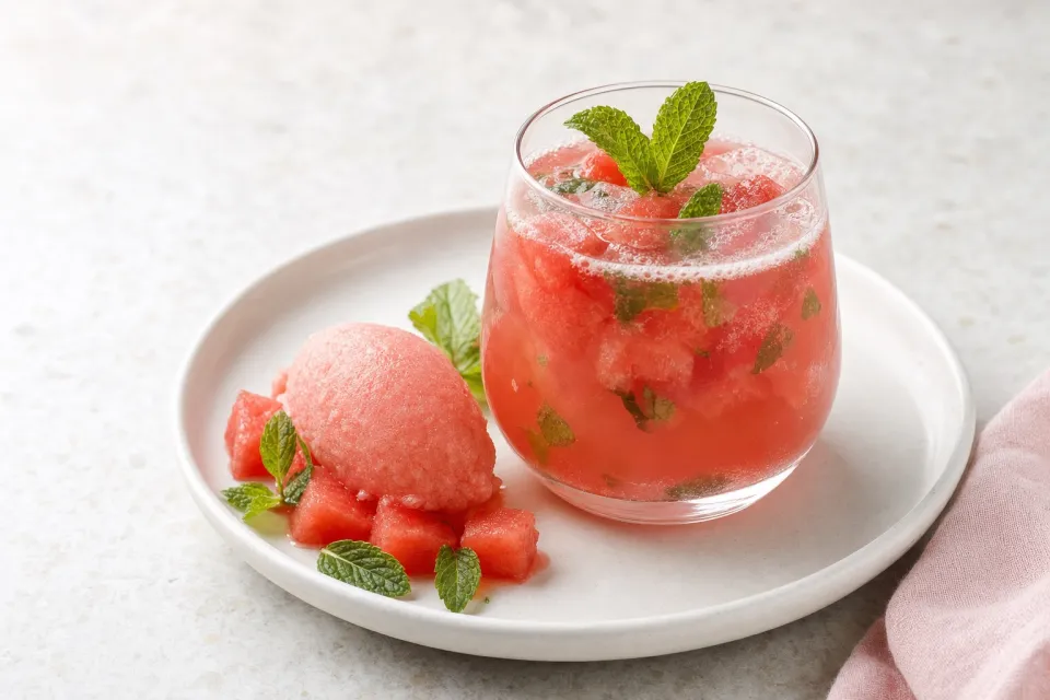 Watermelon-Mint Shrub with Watermelon Spoom